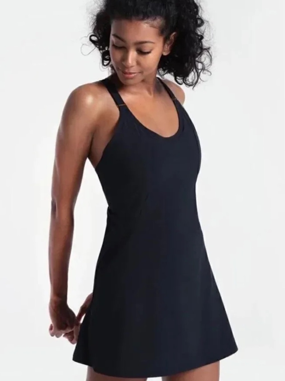 Lole Cycle Racerback Mini Dress With Interior Shorts in Black XS EUC Sporty